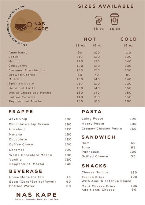 nas kape menu|Nas Kape .